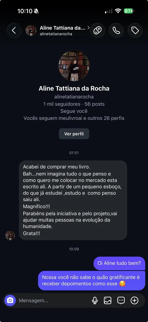 Depoimento de cliente da MeuLivroAI