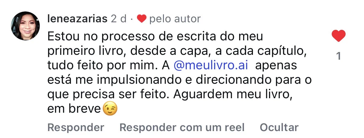 Depoimento de cliente da MeuLivroAI